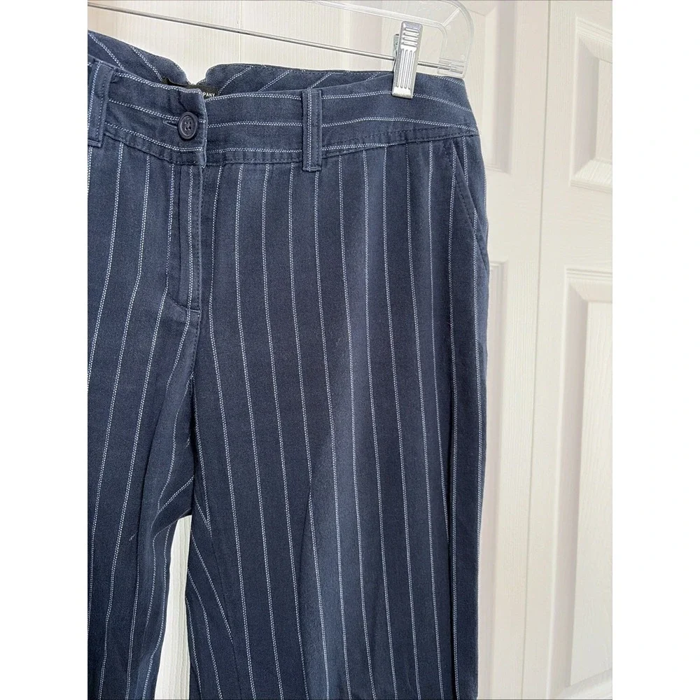 New York & Company Pinstripe Trousers Womens Size 8 Navy Blue Work Y2K Cotton